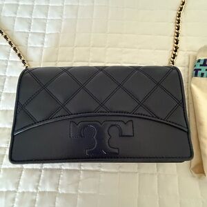 Tory Burch Navy Blue Quilted Crossbody Bag